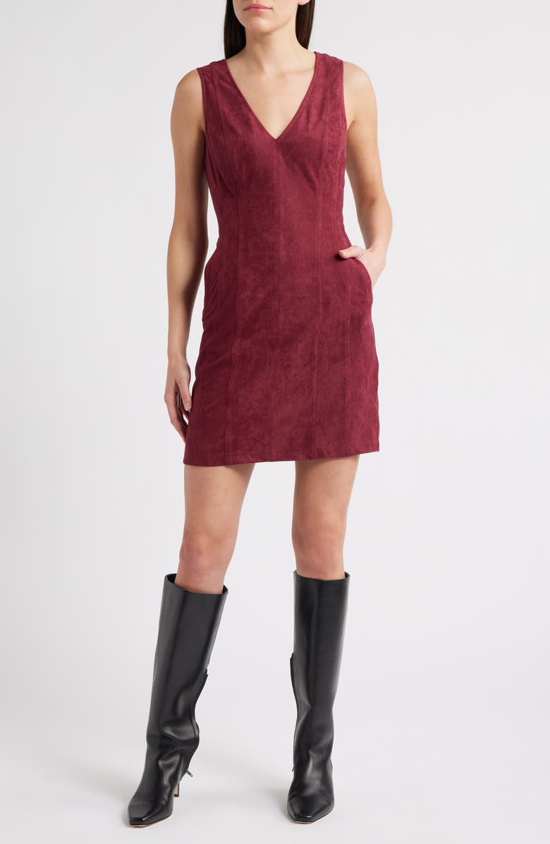 CIEBON Nasha Faux Suede Sheath Dress, Main, color, Maroon