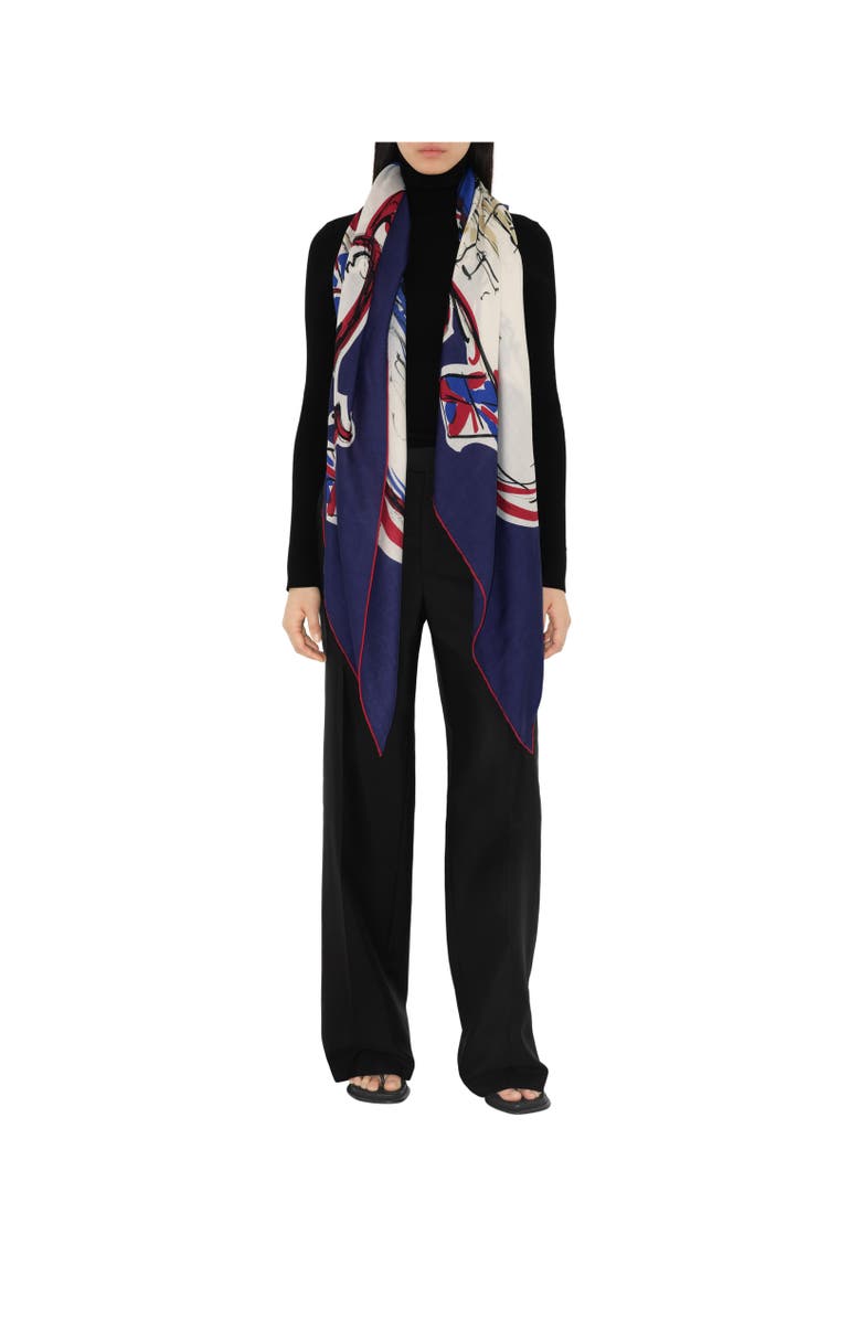 Burberry Tower Bridge Cashmere Silk Scarf, Alternate, color, Knight