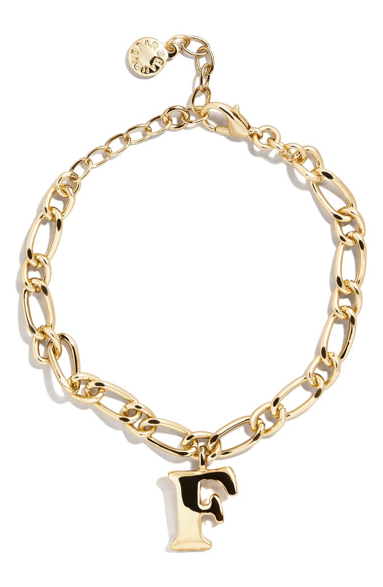 BaubleBar Annika Initial Bracelet, Main, color, Gold - F