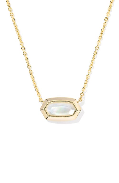 Kendra Scott Imitation Pearl 14k Gold Plated Over Brass Elisa Bezel Short Pendant Necklace In Gold