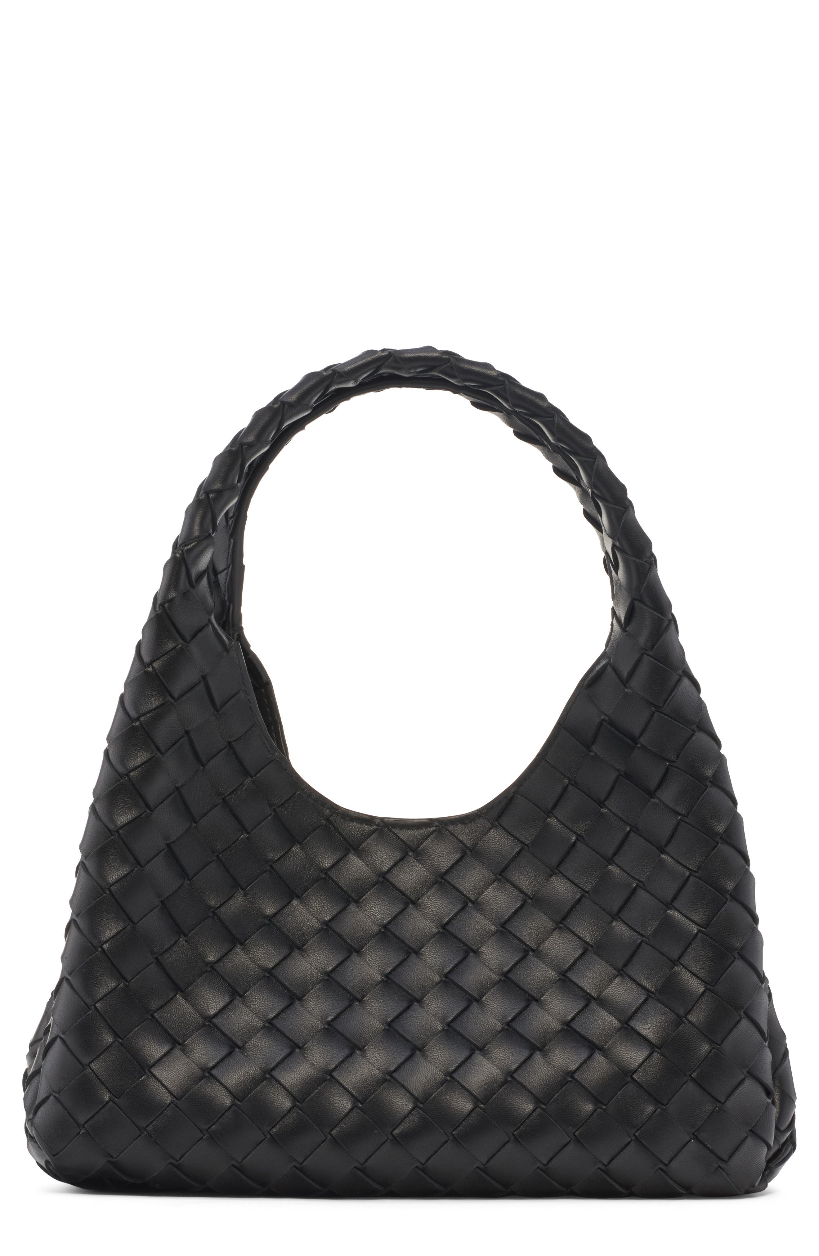 Bottega Veneta Small Campana Intrecciato Leather Shoulder Bag, Main, color, Black-Brass