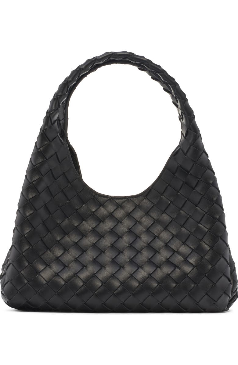 Bottega Veneta Small Campana Intrecciato Leather Shoulder Bag, Main, color, Black-Brass