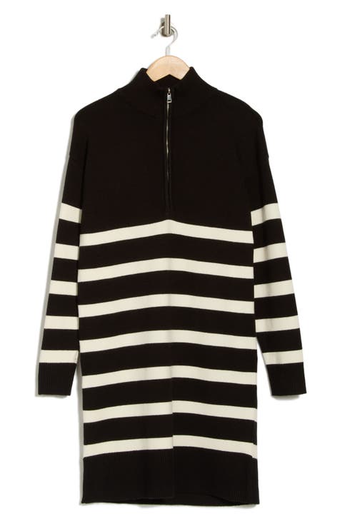 Newbury Stripe Half Zip Sweater Dress