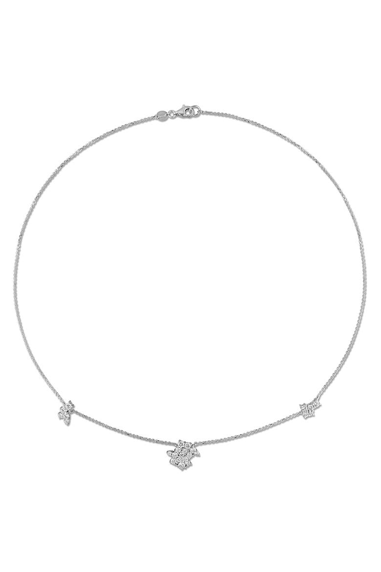 Lab-Grown Diamond Cluster Station Necklace 14K, Alternate, color, White Gold