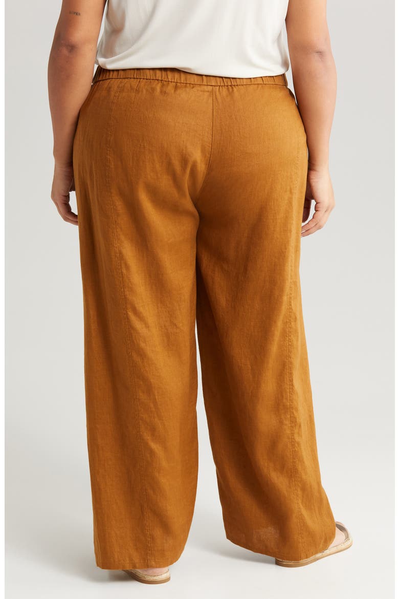 Wide Leg Organic Linen Ankle Pants, Alternate, color, BRONZE