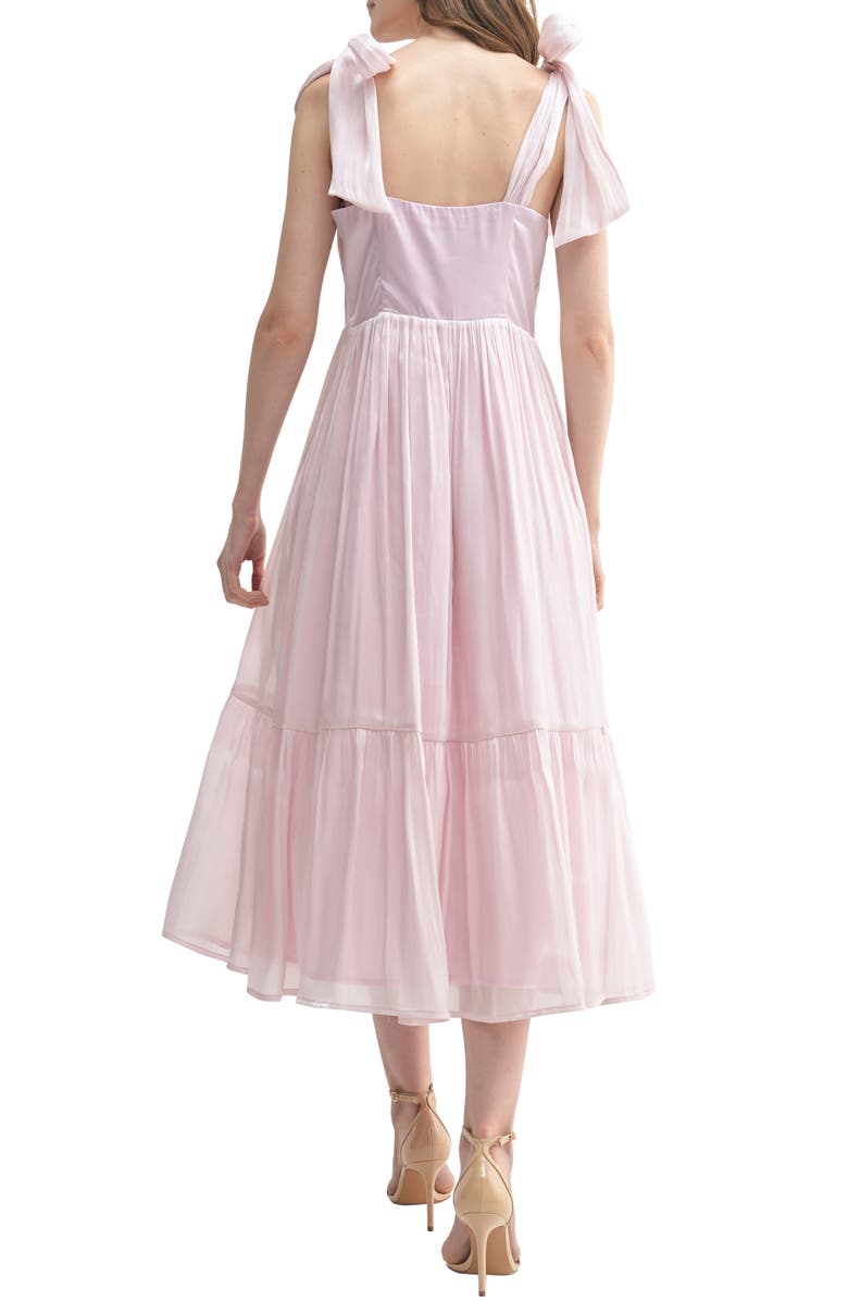 Lush Shoulder Tie Corset Midi Dress, Alternate, color,