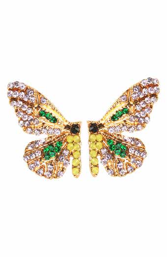 EYE CANDY LOS ANGELES Flutter Pave Crystal Butterfly Earrings