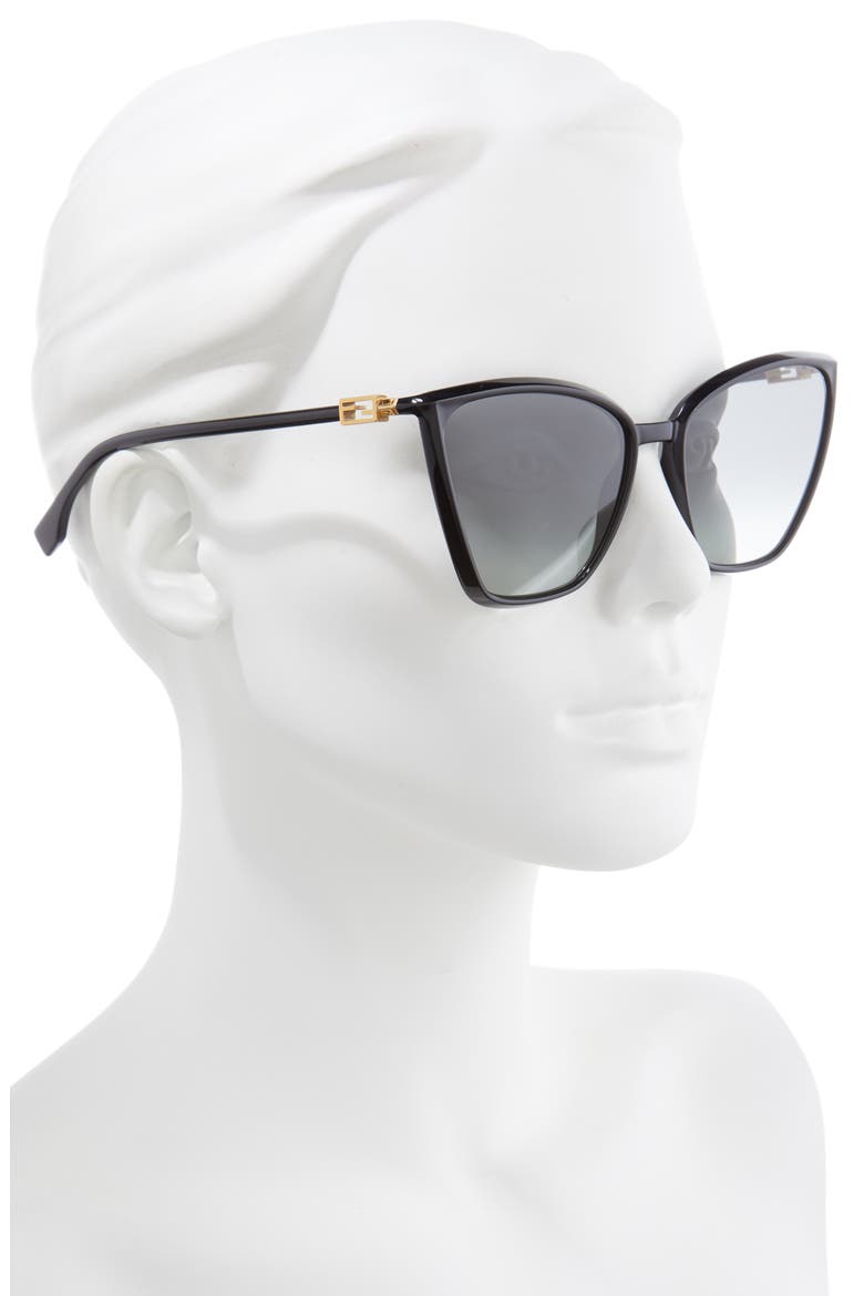 60mm Gradient Cat Eye Sunglasses, Alternate, color, BLACK/ GREY SHADED