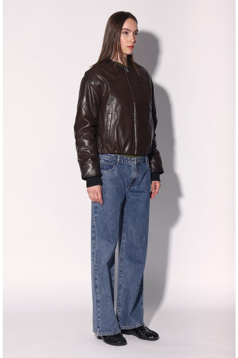 Jonas Leather Jacket, Alternate, color, Washed Brown