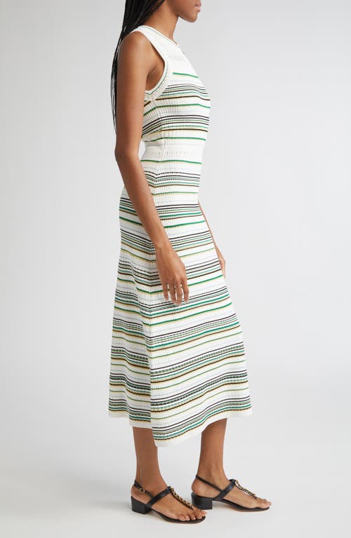 Veronica Beard Dawna Striped Open-knit Midi Dress In Multi