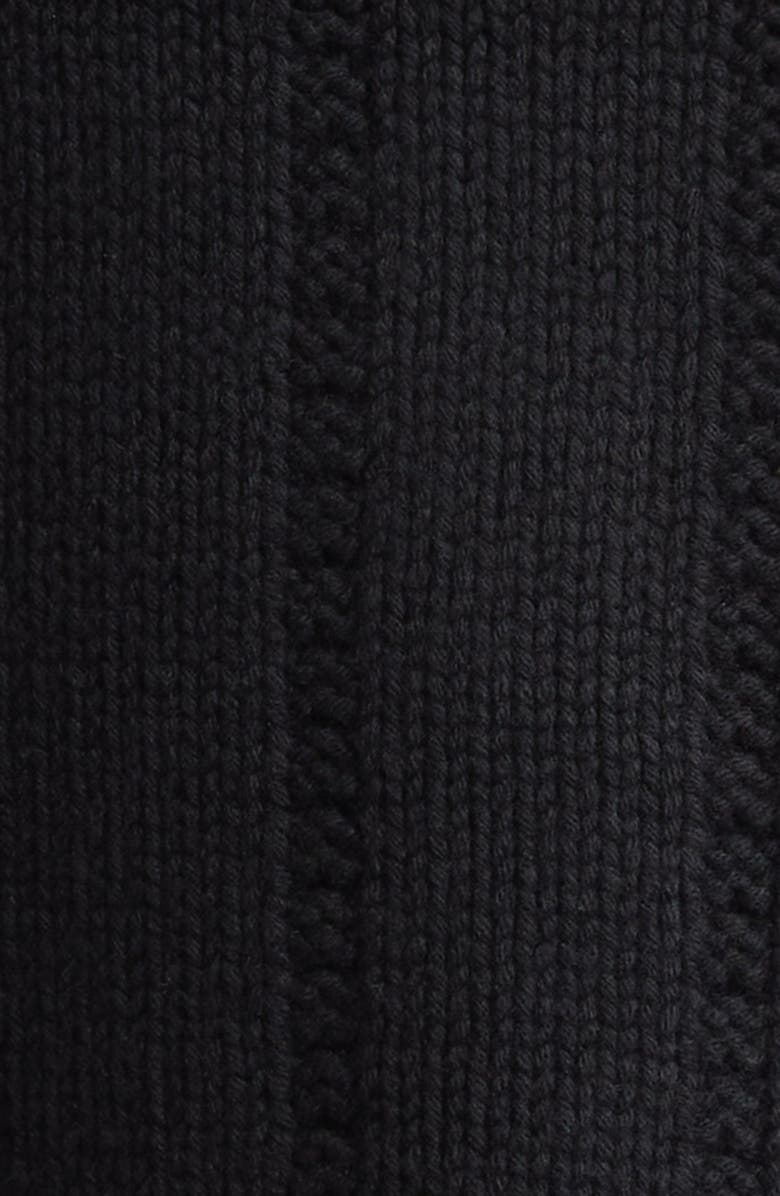 Lafayette 148 New York Cable Knit Merino Wool & Cashmere Sweater Dickey, Alternate, color, Black