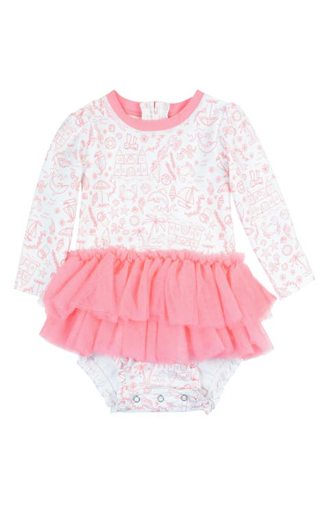 By the Sea Long Sleeve Skirted One-Piece Swimsuit (Baby)
