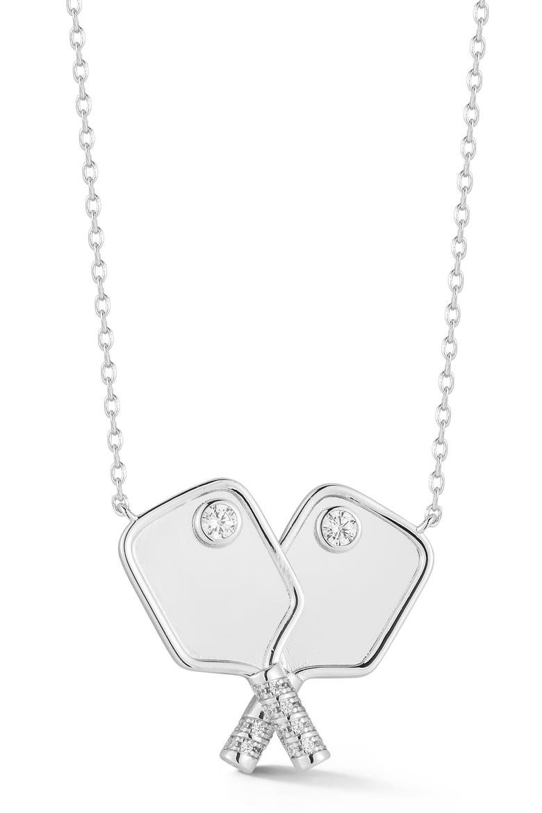 Pickleball Pendant Necklace, Main, color, SILVER