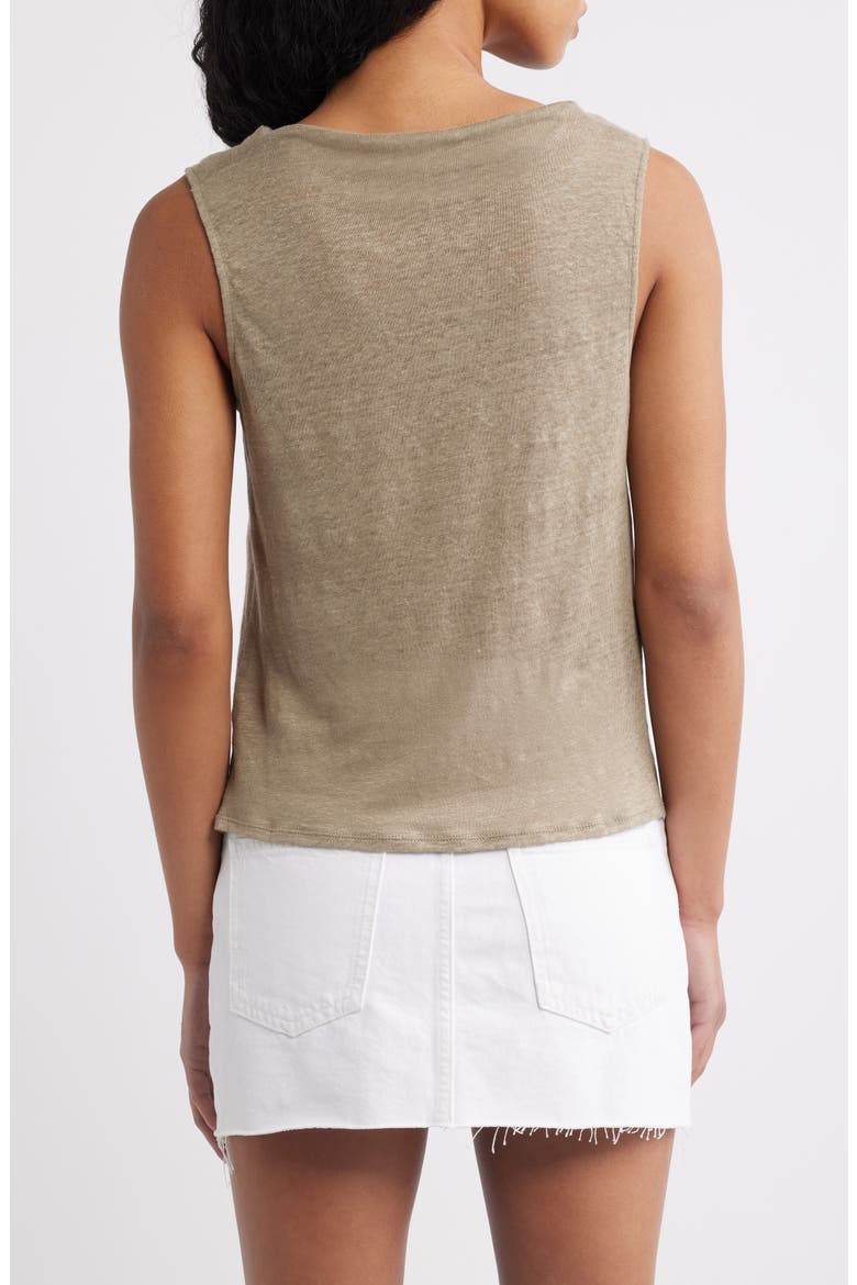 Cowl Neck Linen Tank, Alternate, color, KHAKI