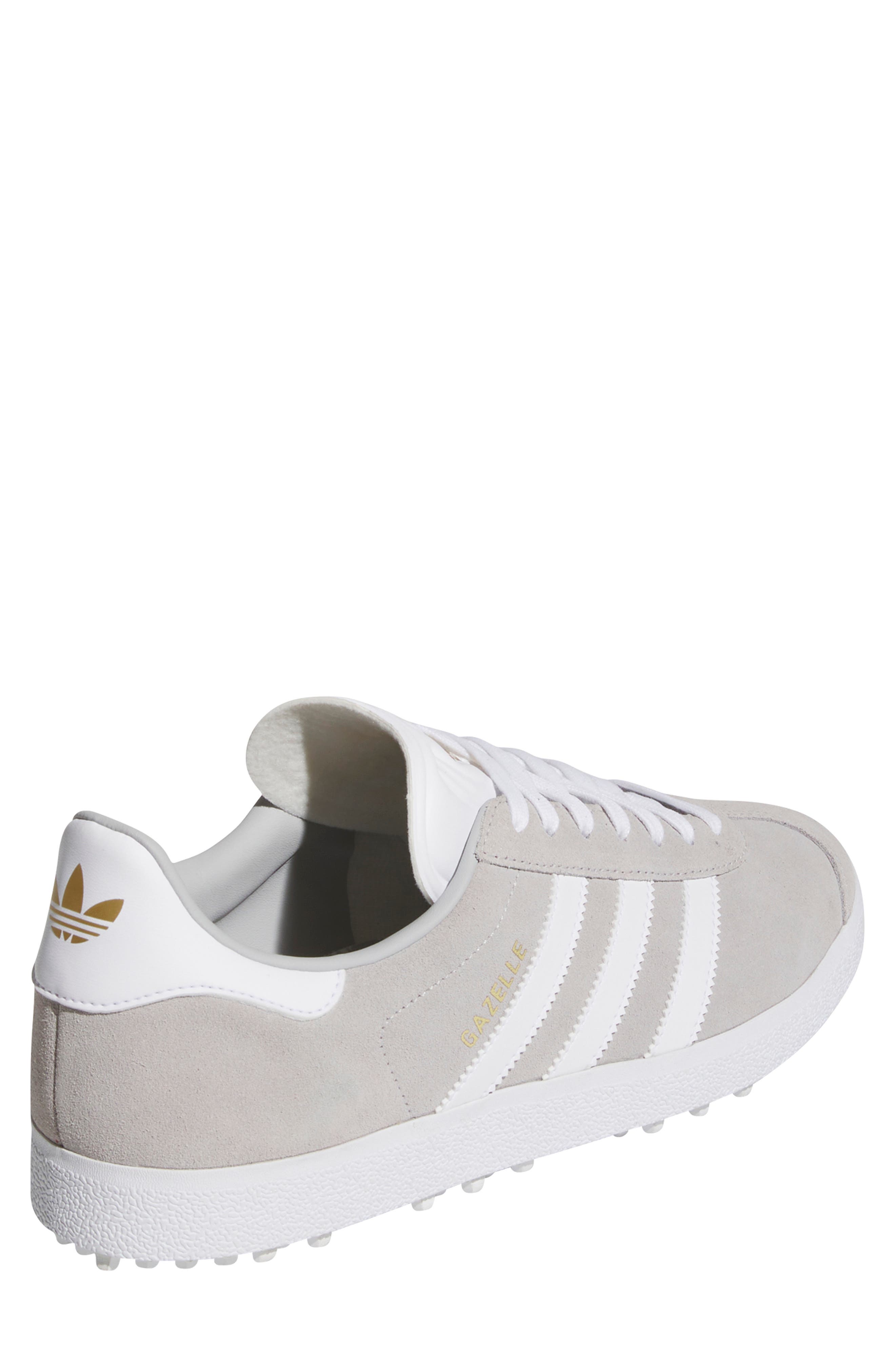 adidas Gazelle Spikeless Golf Shoe, Alternate, color, Grey Two/ White/ Gold