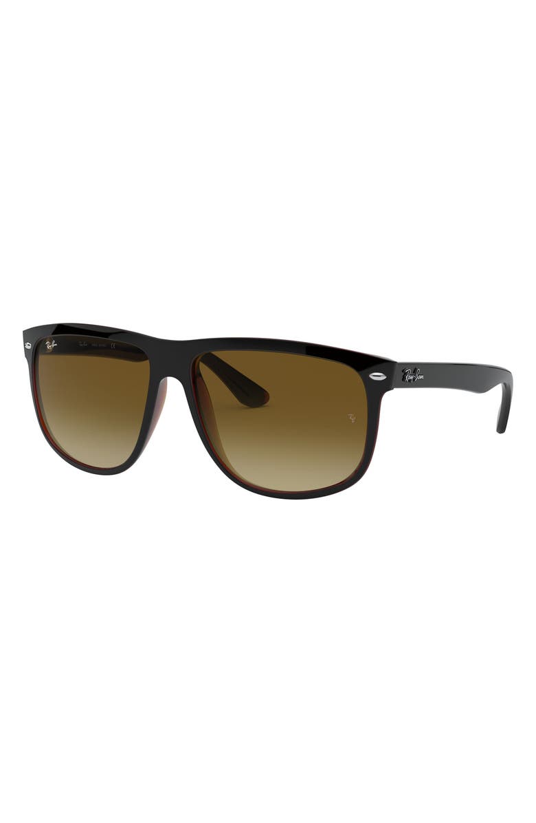 Ray-Ban Boyfriend 60mm Flat Top Sunglasses, Alternate, color, Black/Brown
