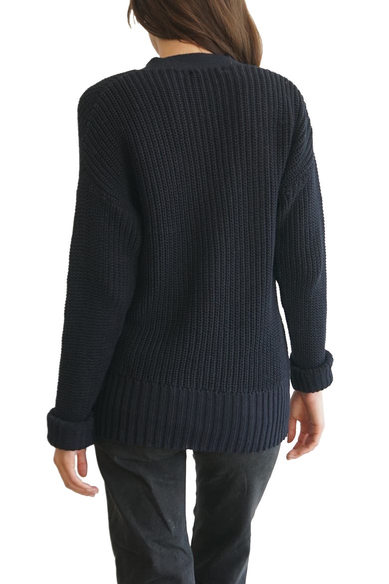 Emily Long Cotton Cardigan, Alternate, color, Midnight Navy