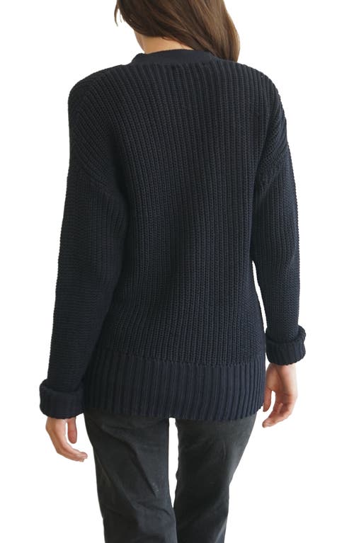 Paneros Clothing Emily Long Cotton Cardigan In Midnight Navy
