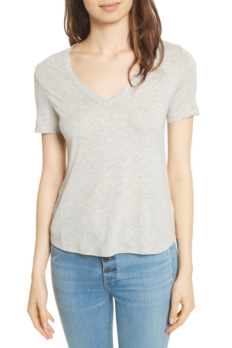 Cindy V-Neck T-Shirt, Main, color, HEATHER GREY