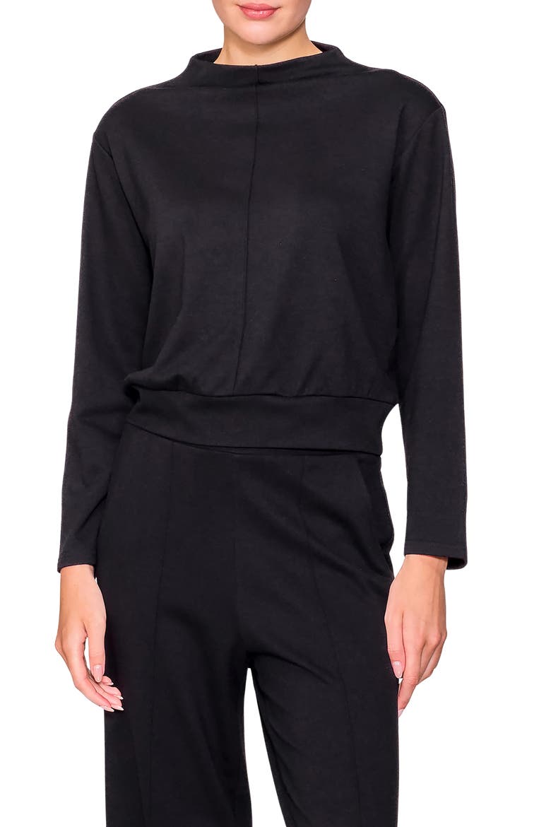 Funnel Neck Pullover, Main, color, BLACK