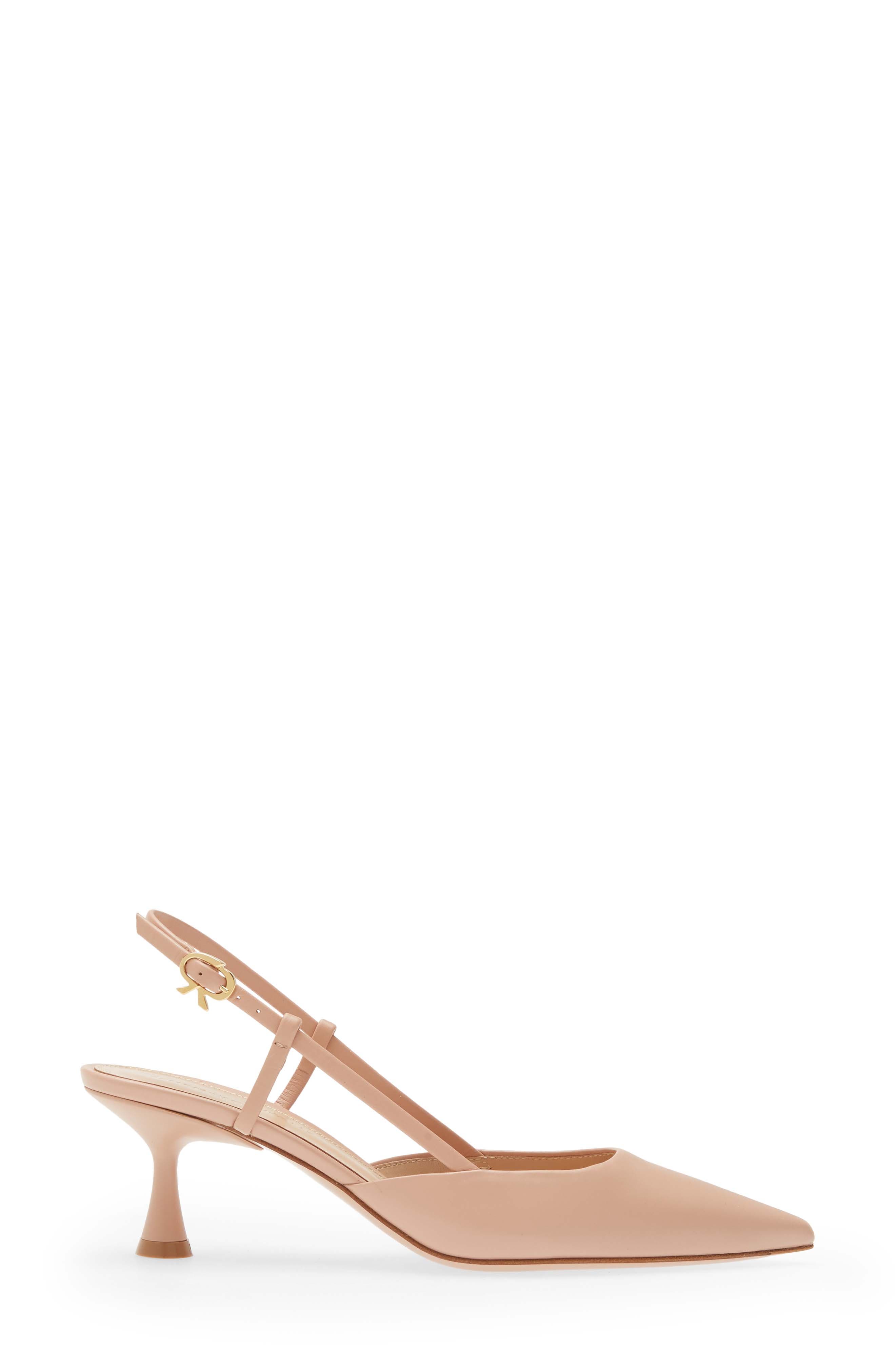 Gianvito Rossi Kitten Heel Slingback Pointed Toe Pump, Alternate, color, Peach
