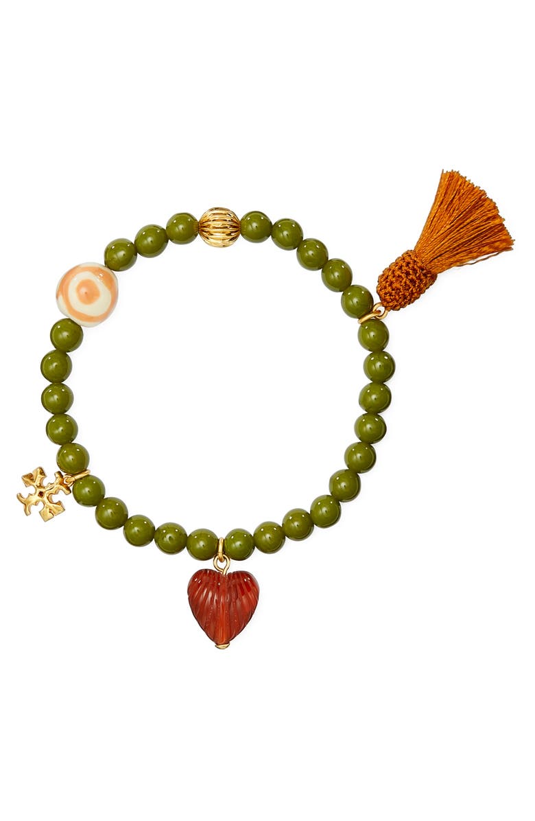 Tory Burch Roxanne Beaded Tassel Bracelet, Main, color,