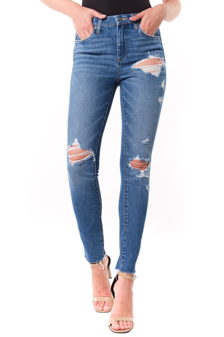 The Great Jones Ripped Ankle Skinny Jeans, Main, color, SANTA FE