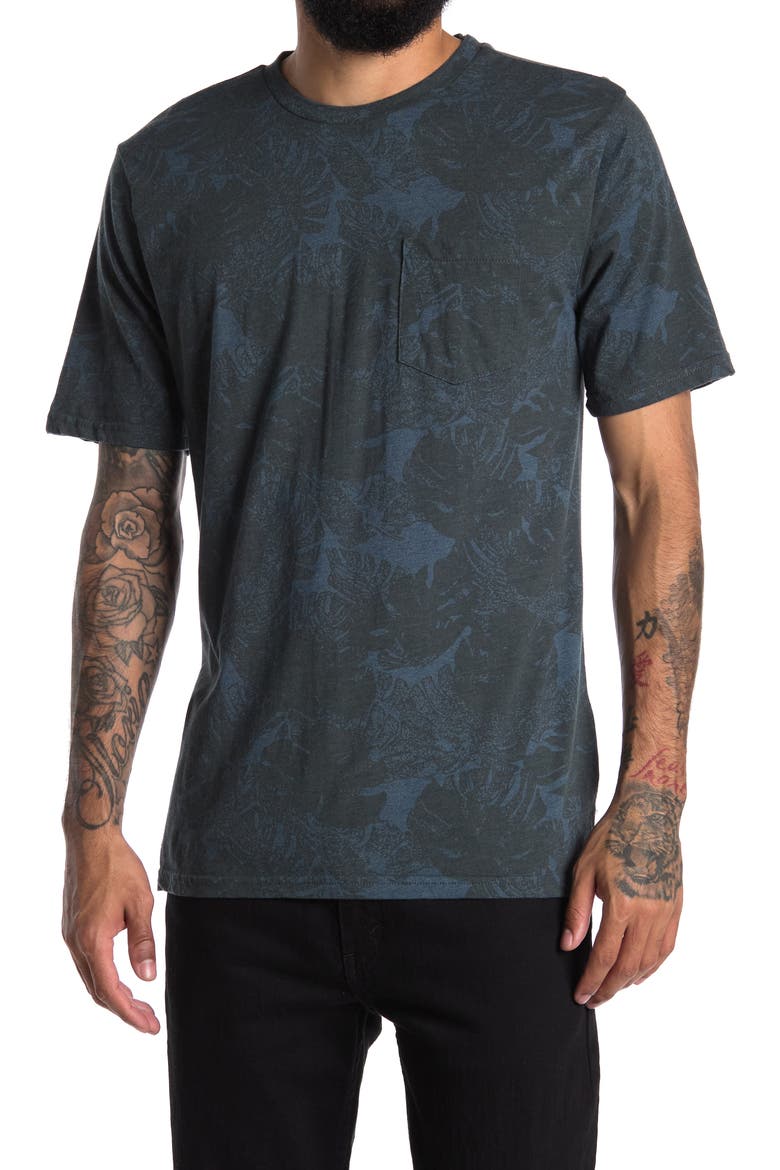 Carbon Palm Print T-Shirt, Main, color, SKIPPER MONSTERA CREW TEE