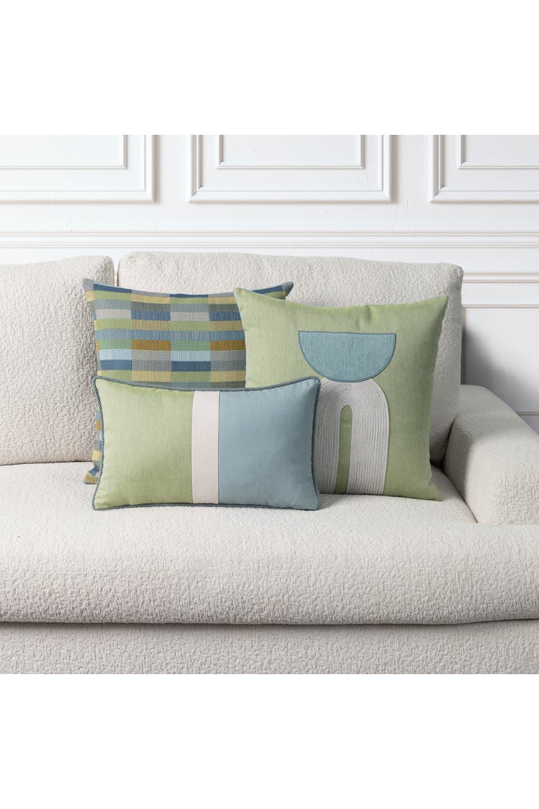 Mosaic Dimensional Indoor & Outdoor Woven Accent Pillow & Insert, Alternate, color, Lagoon