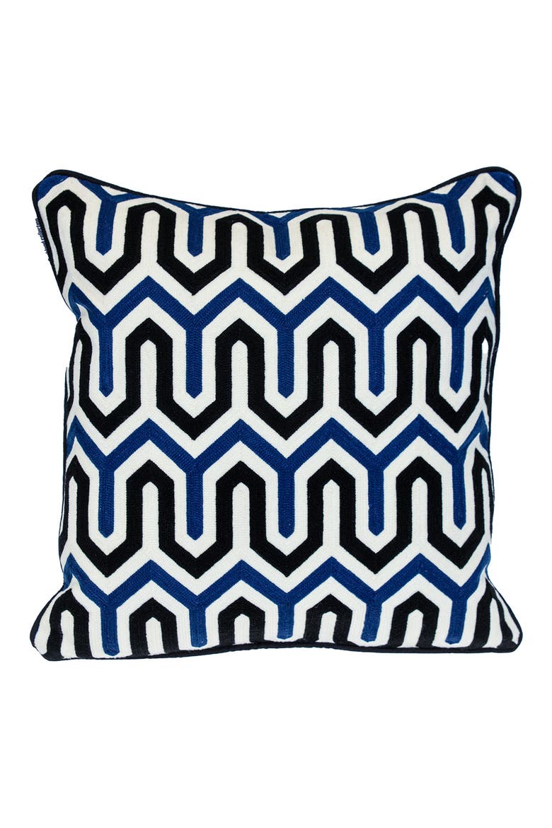 Machu Embroidered Throw Pillow, Main, color, BLUE WHITE BLUE