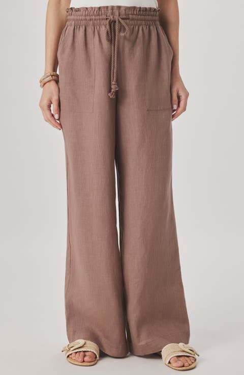 Stella Paperbag Linen Wide Leg Pants