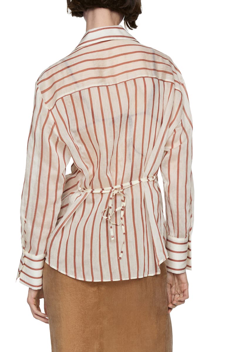 MANGO Stripe Semisheer Button-Up Shirt, Alternate, color, 