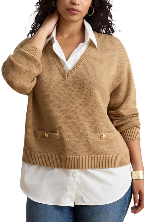 Mixed Media Polo Sweater