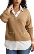 Lauren Ralph Lauren Mixed Media Polo Sweater