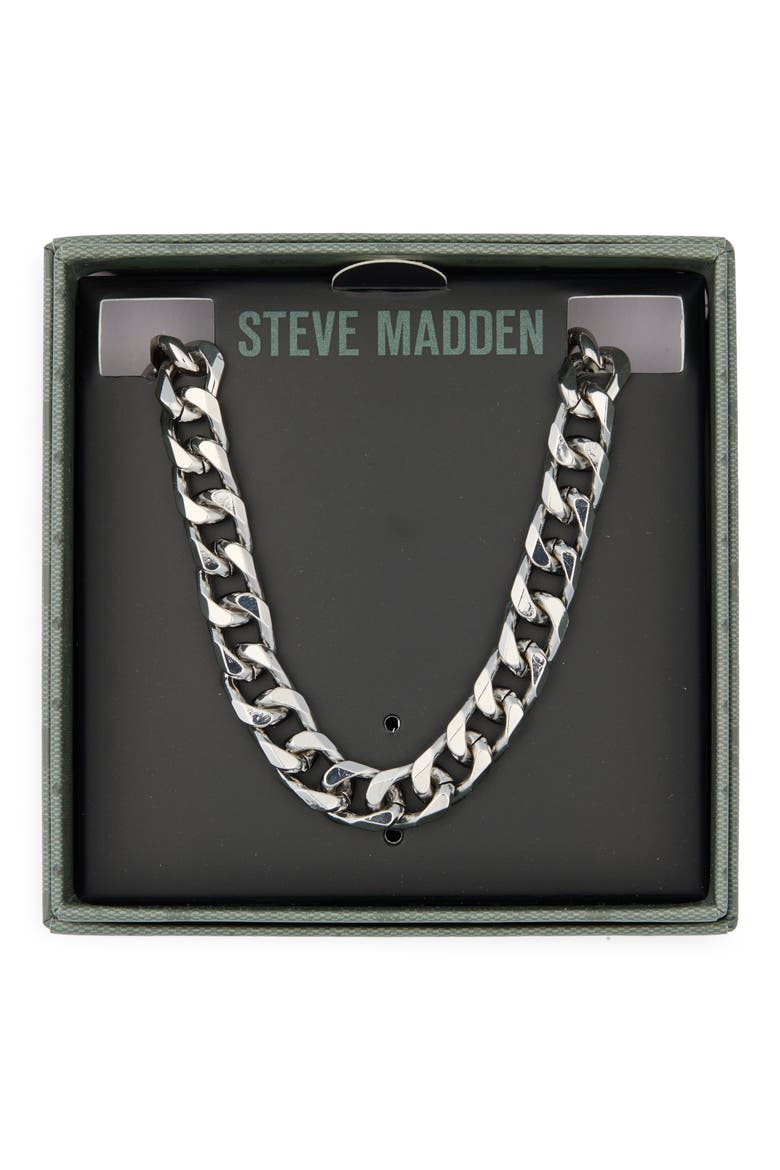 Small Curb Chain Necklace, Main, color, SHINY RHODIUM