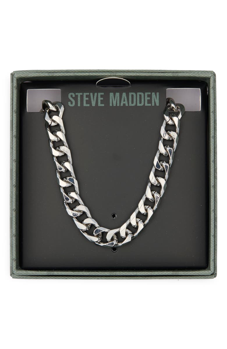 Steve Madden Small Curb Chain Necklace, Main, color, Shiny Rhodium