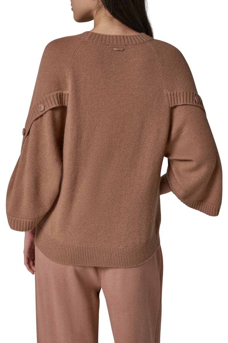 Wool & Cashmere Overlap Button Crewneck Sweater, Alternate, color, CAMEL