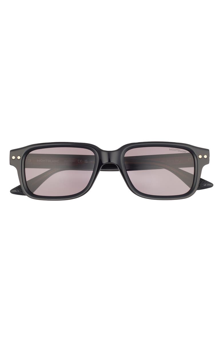 Montblanc 53mm Square Sunglasses, Main, color, Black Black Grey