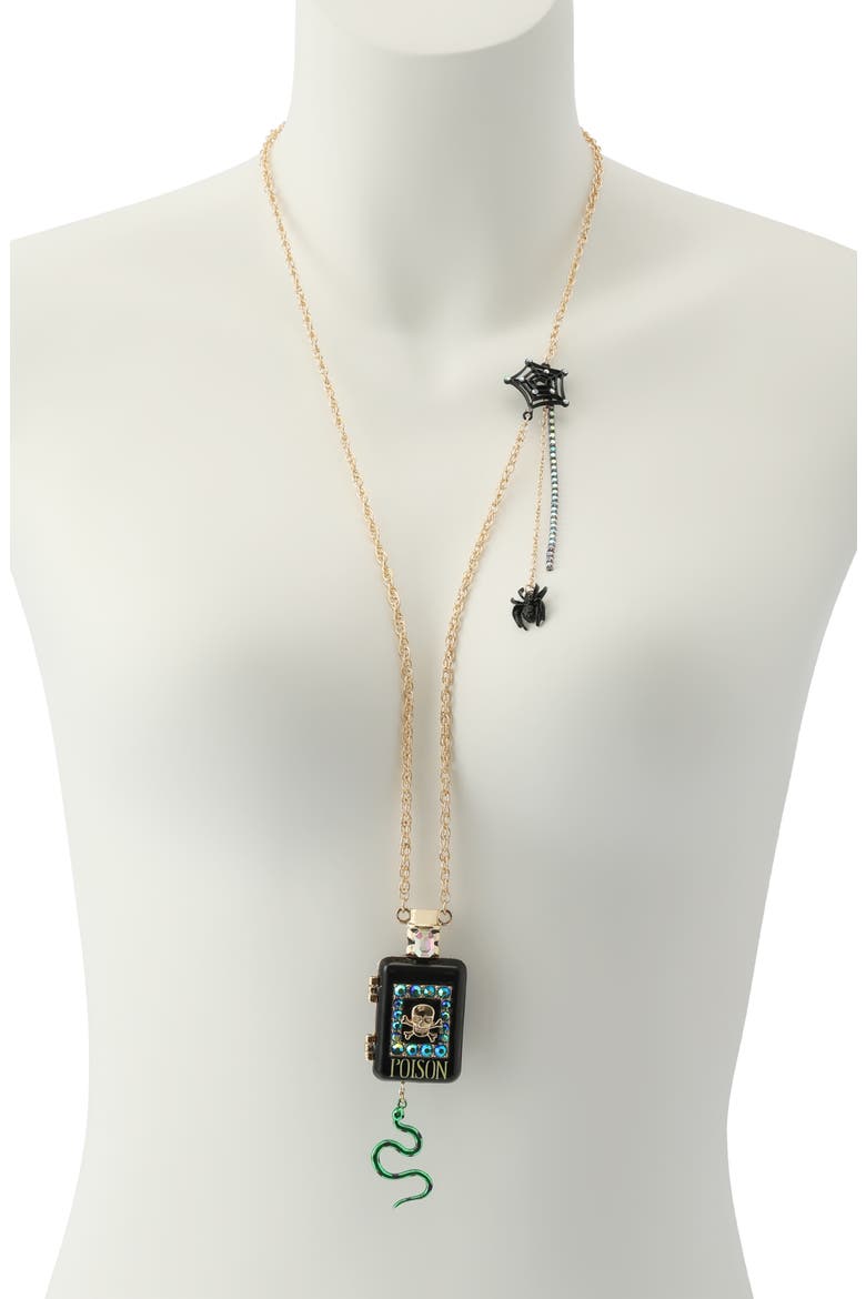Poison Long Pendant Necklace, Alternate, color, BLACK