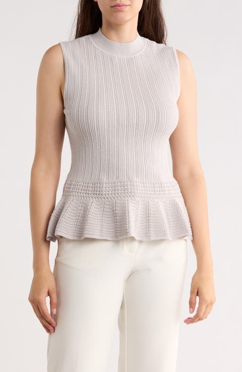Pointelle Peplum Sweater Tank