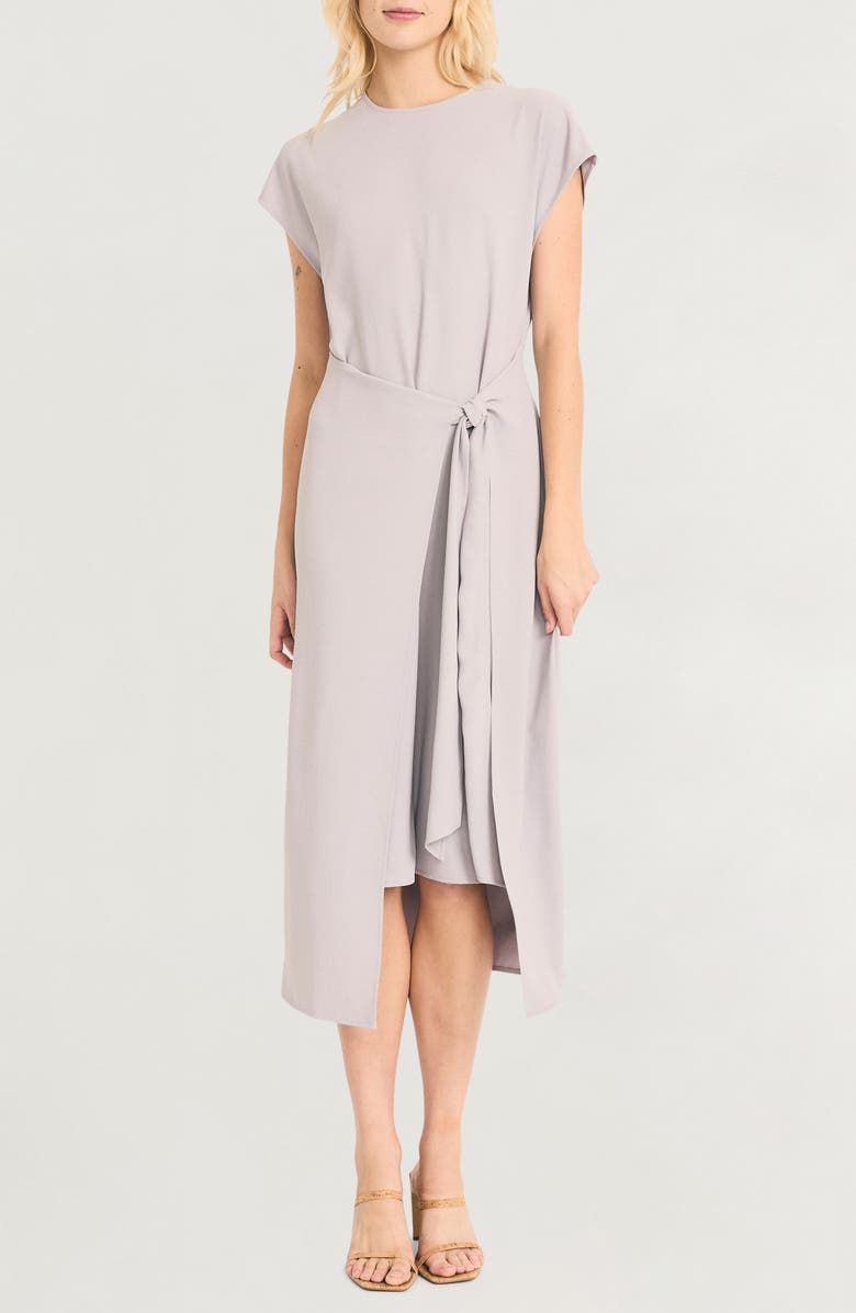 Luxely Short Sleeve Asymmetric Hem Midi Dress, Main, color, 