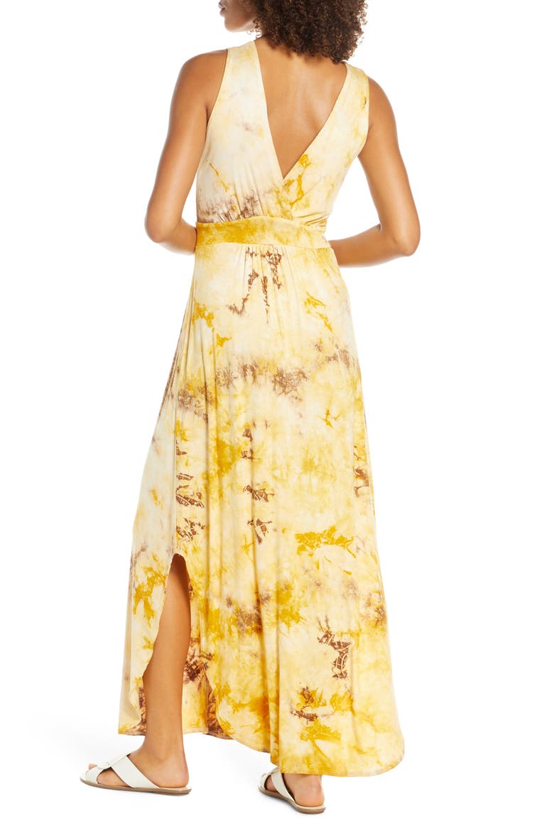Plunge Dress, Alternate, color, MUSTARD