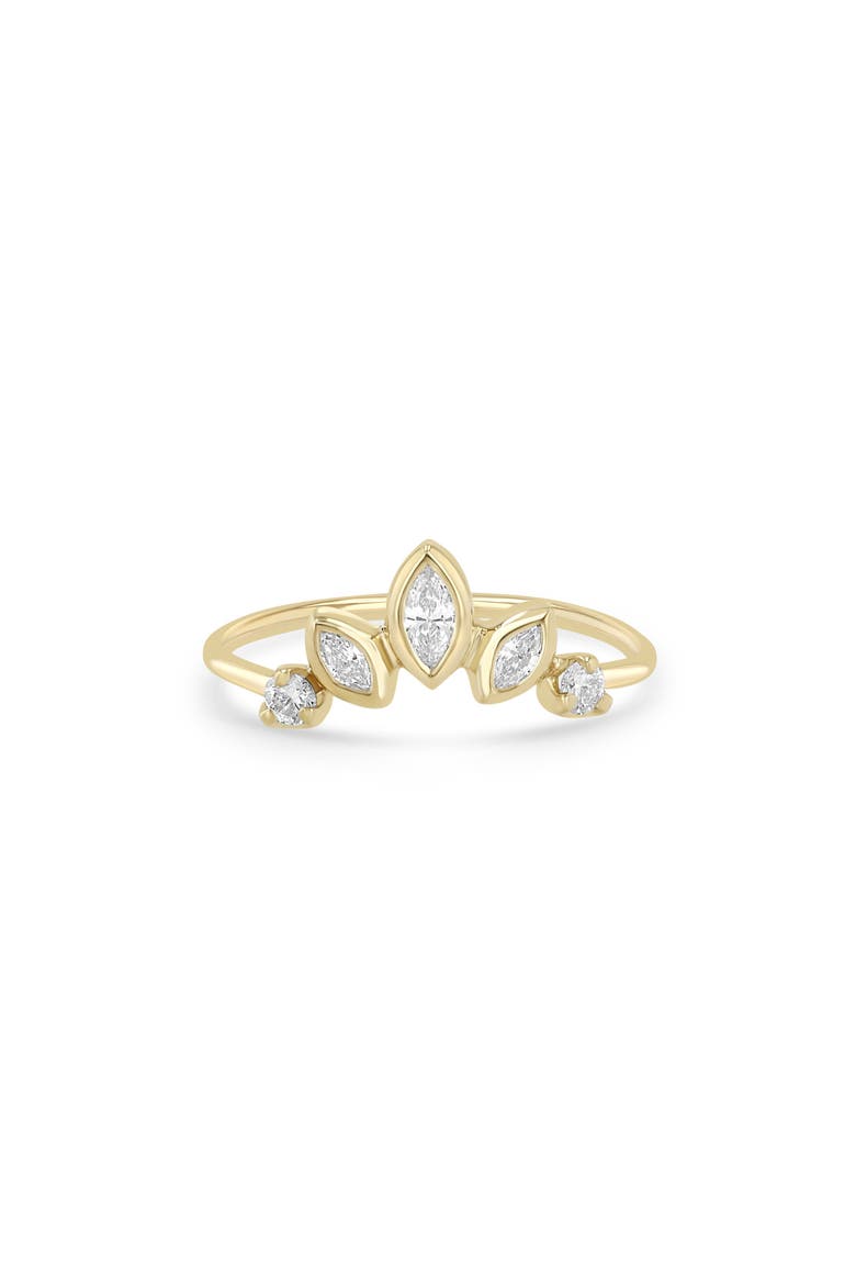 14K Gold Graduating Marquise & Prong Diamond Fan Ring, Main, color, 14K YELLOW GOLD