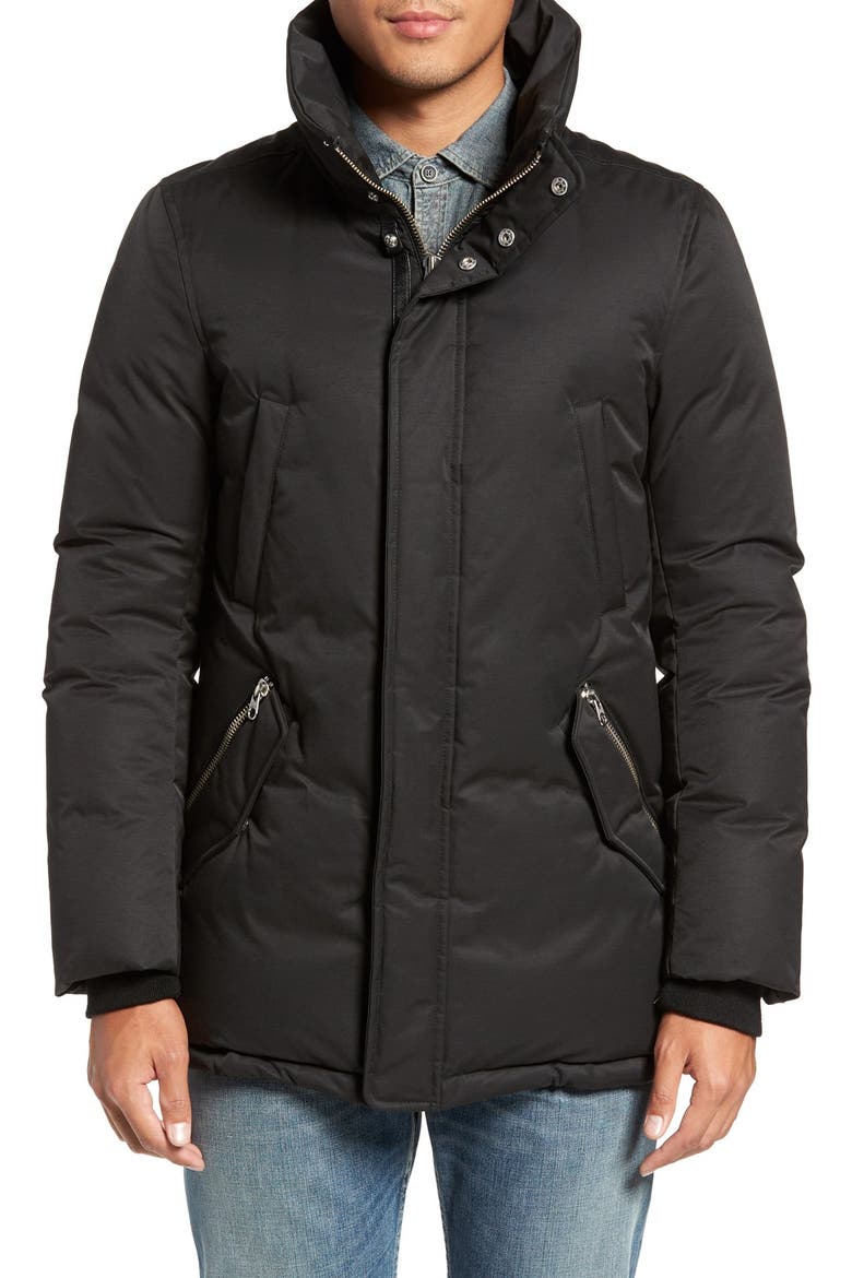 'Edward' Down Parka with Genuine Coyote and Rabbit Fur Trim, Alternate, color, BLACK