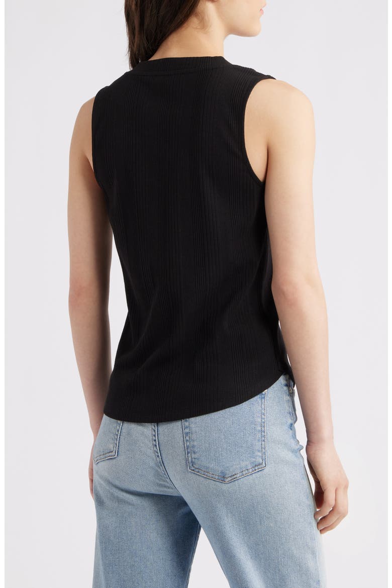 V-Neck Rib Tank, Alternate, color, BLACK