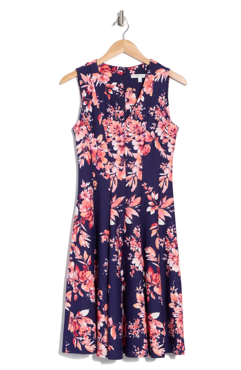 SANDRA DARREN Floral Sleeveless Fit & Flare Dress, Alternate, color, 