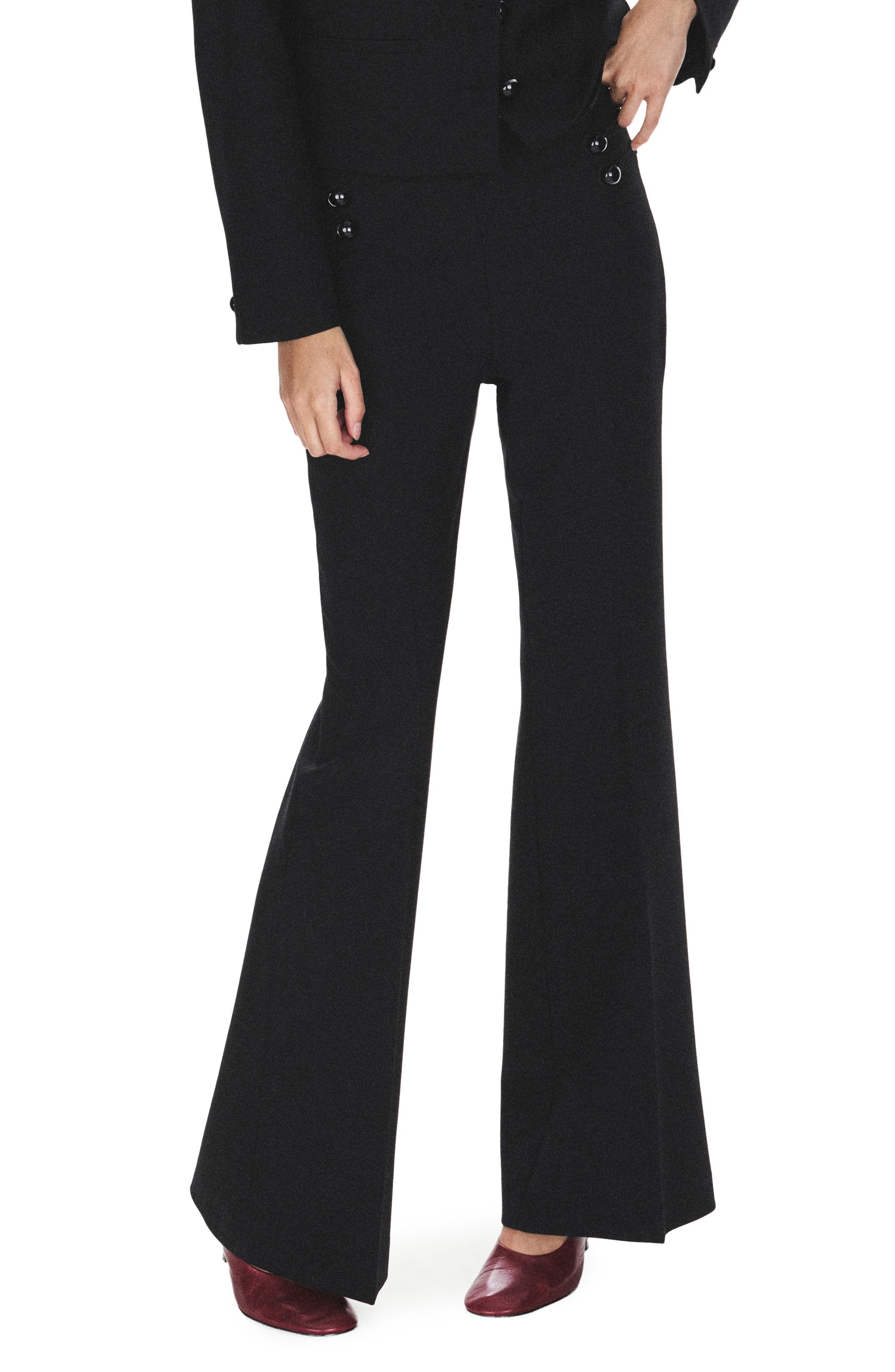 MANGO Slim Fit Frog Fastening Wide Leg Pants (Women) | Nordstrom