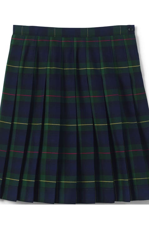 School Uniform Girls Plaid Pleated Skirt Below the Knee