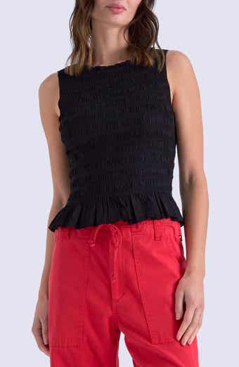 Phoebe Smock Detail Sleeveless Cotton Blend Top