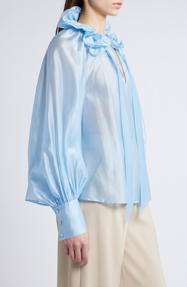 & Other Stories Ruffle Detail Tie Neck Top, Alternate, color,